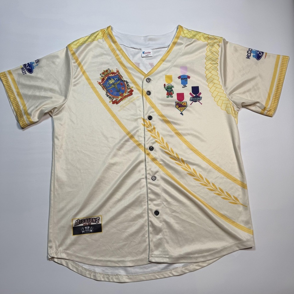San Antonio Missions Jersey Mens XL White Baseball Rey Feo 77 Fiesta Promo - Picture 1 of 9